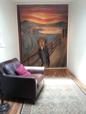 Detail of the interior of 'The Chamber of Dialogue' (2011) featuring a 3D mural of 'The Scream' by Edvard Munch